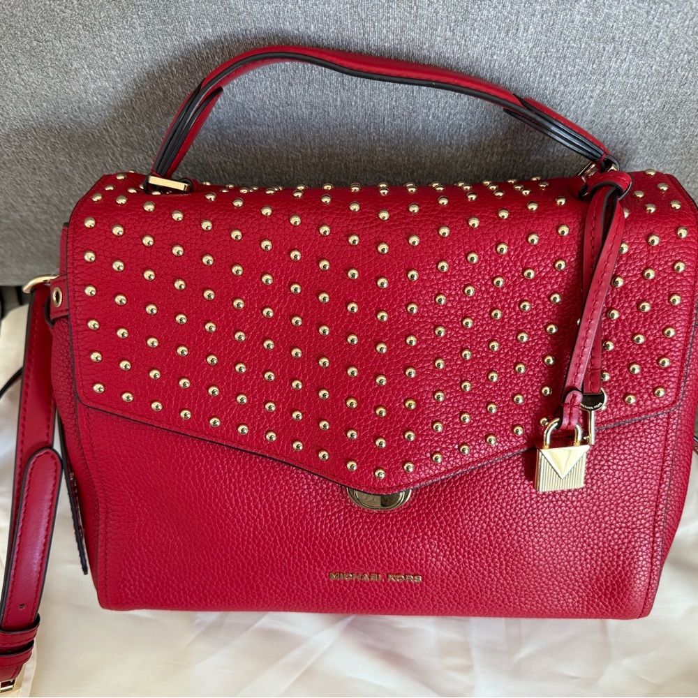 Michael Kors Red Studded Satchel